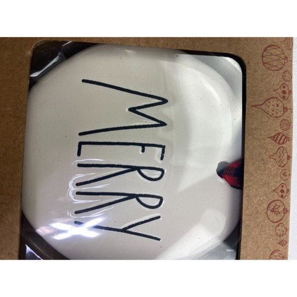 Rae Dunn Set of 3 Ceramic Ornaments Merry Bright and Christmas Tree Boxed Set - Picture 2 of 6